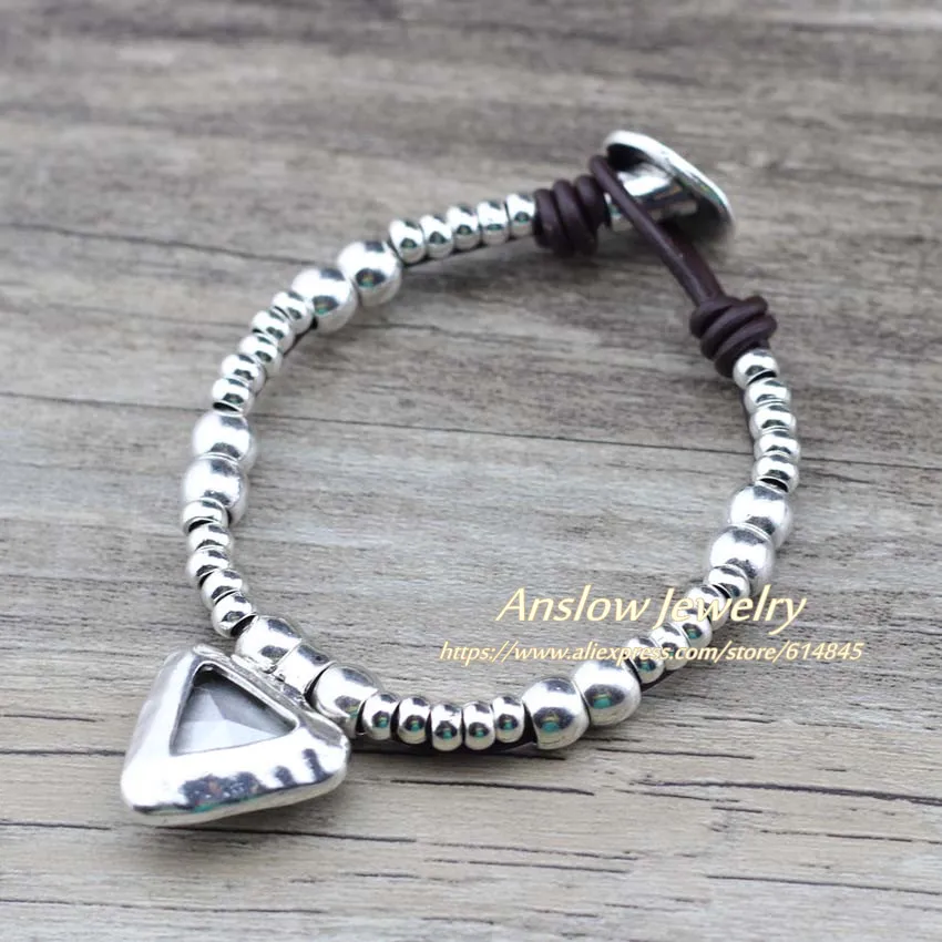 Anslow осень зима модный стильный женский кожаный браслет для влюбленных пар