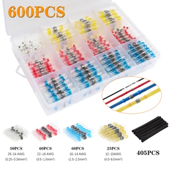 

300/400/600/800pcs Heat Shrink Connectors Waterproof Solder Sleeves Insulated Electrical Splice Wire Terminals