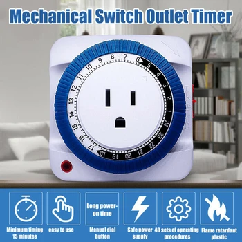 

Home 24 Hours Mechanical Timer Socket Smart Switch Electrical Wall AC Outlet Timer For Water Heaters Air Conditioning Rice Stove