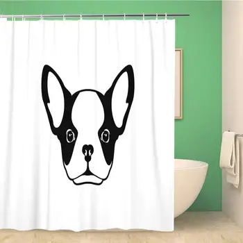 

Bathroom Shower Curtain French Bulldog in Black White for Branding Corporate Identity Polyester Fabric 60x72 inches Waterproof