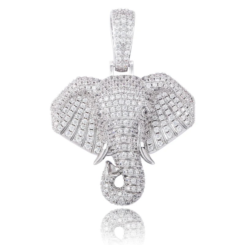 Silver TOPGRILLZ Iced Out кубический циркон Bling животное ожерелье в виде слона и кулон для мужчин и женщин хип хоп рок ювелирные изделия CZ ожерелье для подарков - Окраска металла: Silver