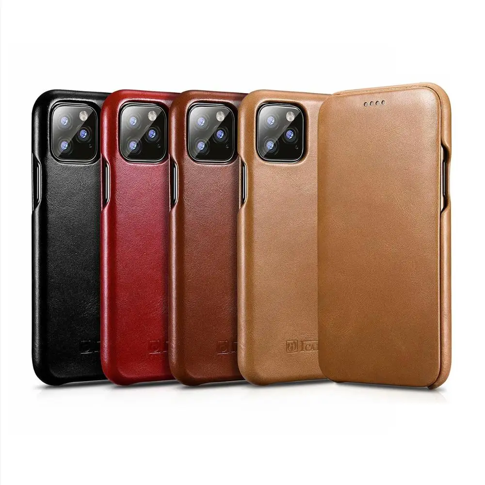 

XOOMZ Luxury Flip Cover Genuine Leather Case For iPhone 11 Pro Max Retro Hard Back Cover Phone Case