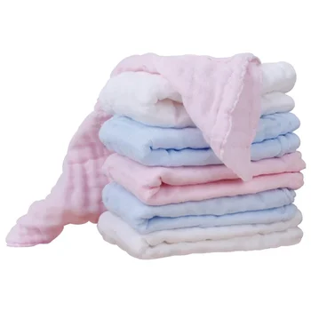 

6 Pcs Nursing Towel Pure Cotton Gauze Feeding Towel Versatile Handkerchief Facecloth Kerchief for Baby Infant (White, Blue, Pink