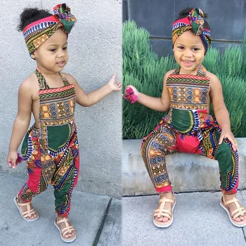 

SZYADEOU Infant Baby Girls clothes jumpsuit комбинезон детский Sleeveless Dashiki African Romper Jumpsuit Clothes