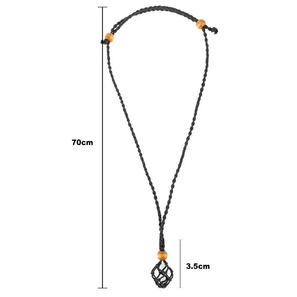 Adjustable Wax Rope Hemp Macrame Necklace Rough Net Bag Pendant DIY Home Decor Energy Stone Crystal Stone Hanging Accessories 6