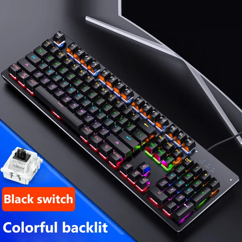 Профессиональная игровая механическая клавиатура с 104 клавишами, RGB светодиодный игровой клавиатура с подсветкой для настольного компьютера, ноутбука, компьютерная клавиатура - Цвет: 2