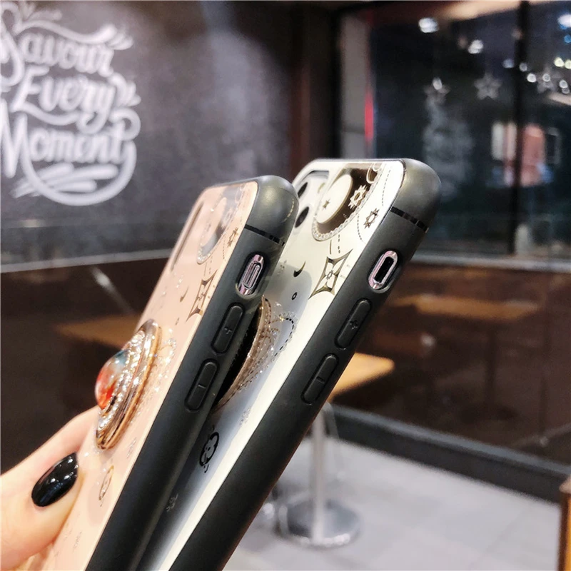 Блестящий чехол для телефона с рисунком планеты iphone 11Pro SE XR XS MAX 6 7 8 Plus зеркальный
