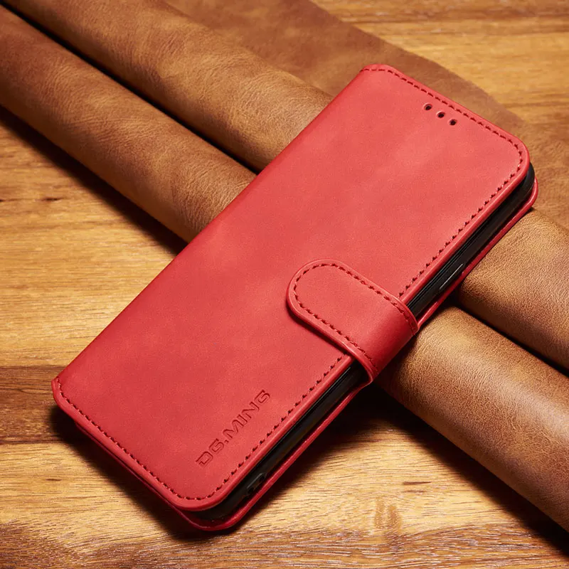 Чехол для Samsung Galaxy S8 S9 S10 плюс S10 E Case Роскошный кожаный чехол Обложка для Samsung Note 8, 9, 10, A40 A50 A70 защитный чехол-бумажник на магните чехол - Цвет: Красный