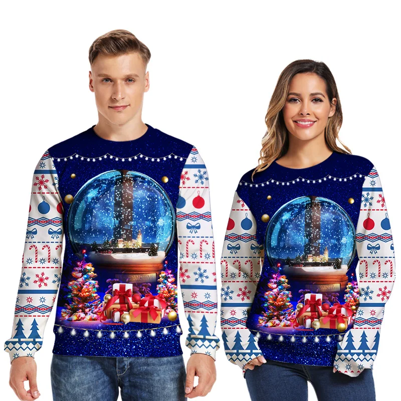 LISCN 3D Уродливый Рождественский свитер для женщин, Рождественский свитер для мужчин, забавные Осенние Топы, пуловер, зимняя одежда размера плюс с длинным рукавом
