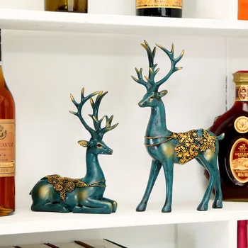 

Blessing Lucky Deer Statue Creative Nordic Elk Resin Figurine Crafts for Home Decoration Accessories Office/Room Decor Ornaments