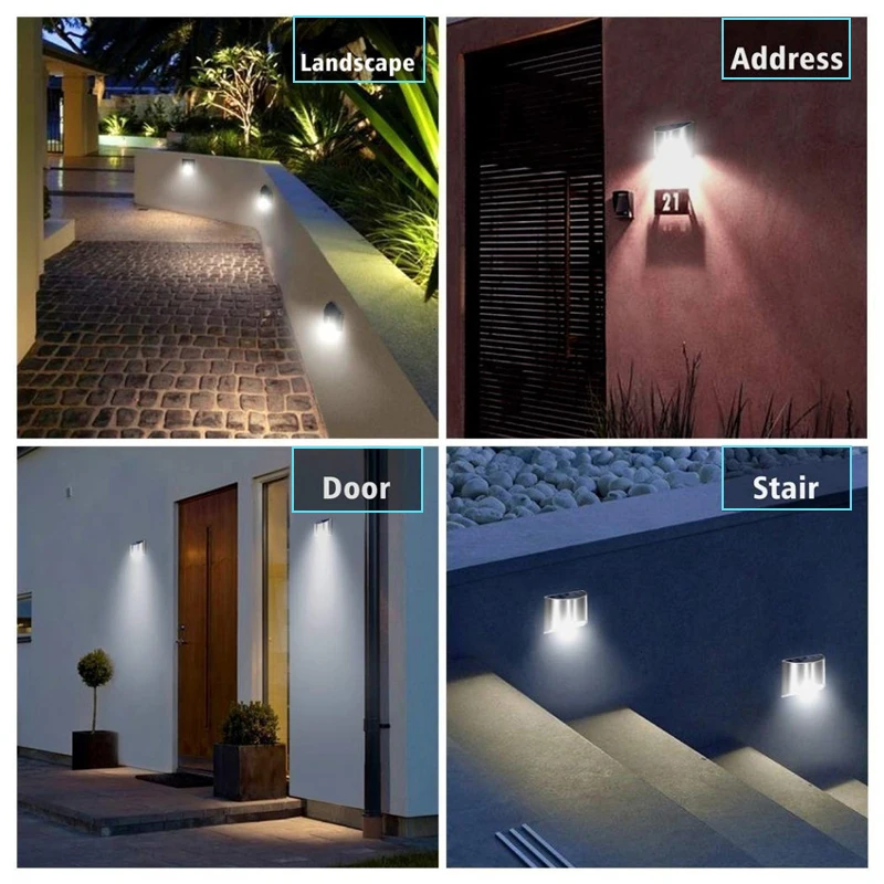 LED Decorative Outdoor Solar Cell Lights Powered Wall Lamp Patio Step Emergency Lighting For Garden Fence and Street Garland