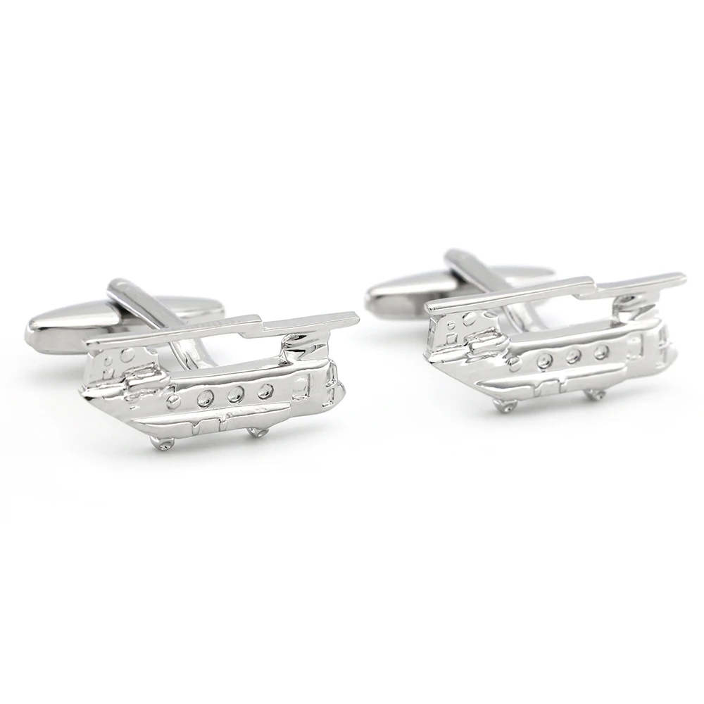 Aircraft Design Transport Plane Cufflinks Quality Brass Material Silver Color Cuff Links Wholesale&retail