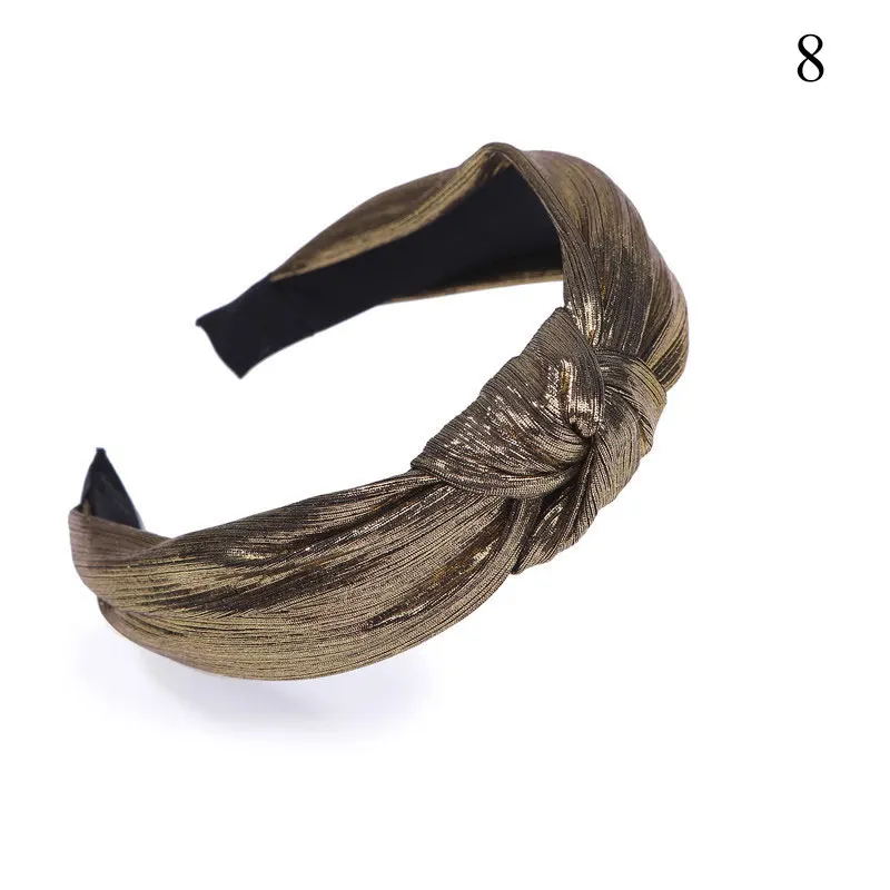 1 шт. новая однотонная Яркая Лента Узел пластиковые ленты для волос повязки для женщин девочек Золотая лента для волос широкая лента для волос аксессуары - Цвет: 8