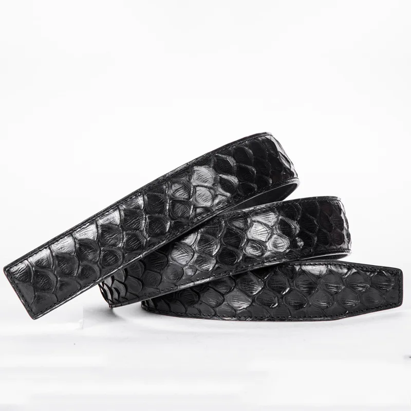 Authentic Snake Skin Mens Genuine Python Leather Natural White Pin Belt