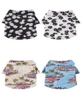 

Summer Dog Clothes Beach Pet T-shirt Cute Printed Hawaii Beach Casual Pet Travel Shirt Floral Short Sleeve Dog Cat Blouse