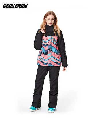 GSOU зимняя женская лыжная куртка брюки костюм для сноуборда супертеплая