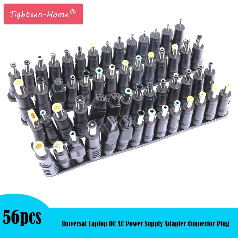 56 pcs-set Universal Plug 56pcs DC Power 5.5x2.1mm DC head Jack Charger to Plug Power Adapter for No