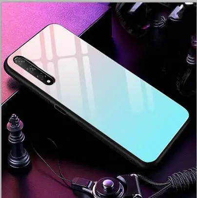 Прозрачный Чехол из закаленного стекла для huawei Honor 20 S градиентный цвет задняя крышка Honor20S Мягкие силиконовые чехлы для телефонов huawei Honor 20 S - Цвет: Прозрачный