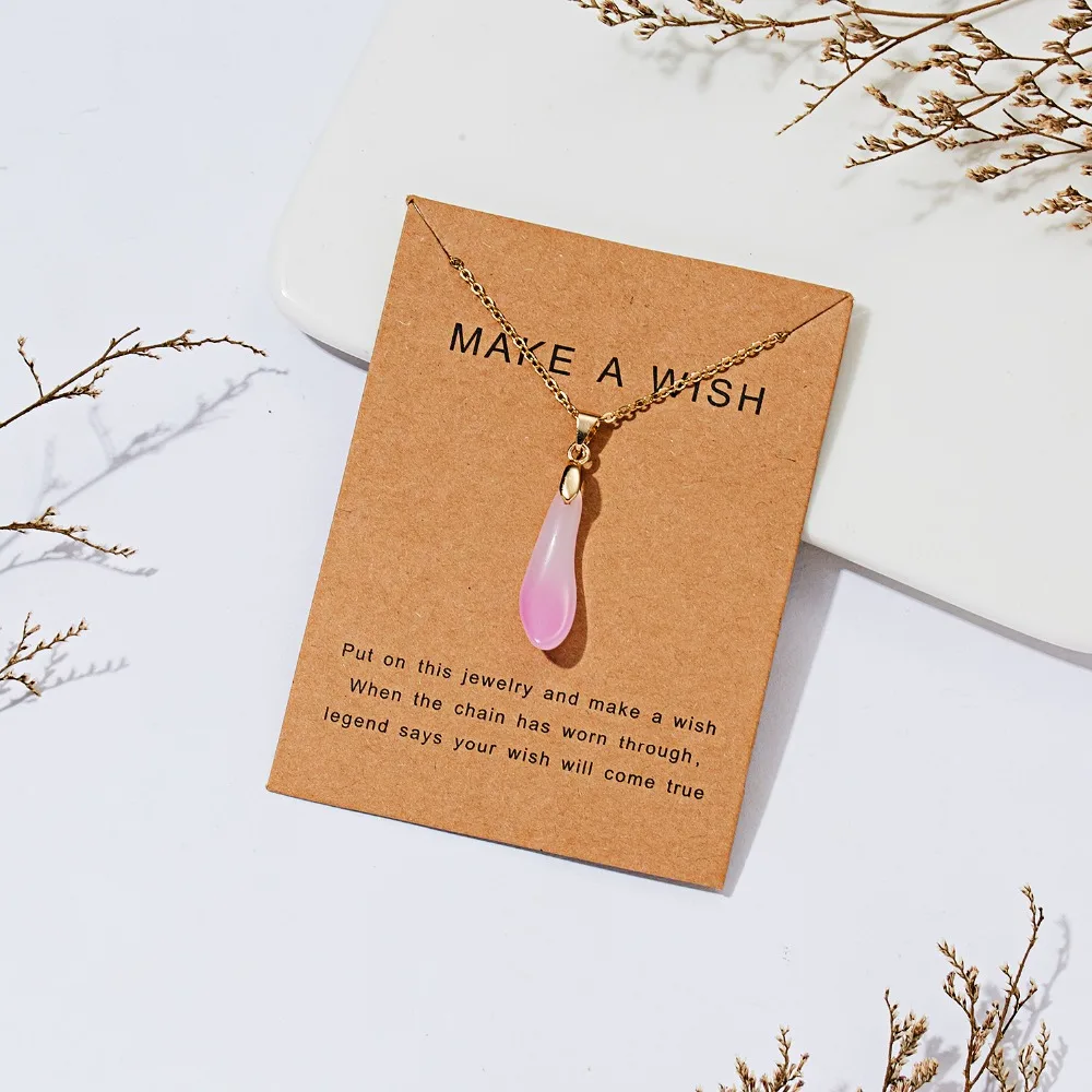 Wish Card, чокер с медальоном с камнем, ожерелье для женщин, Золотая цепочка, ожерелье, Женский дружеский подарок, ювелирные изделия