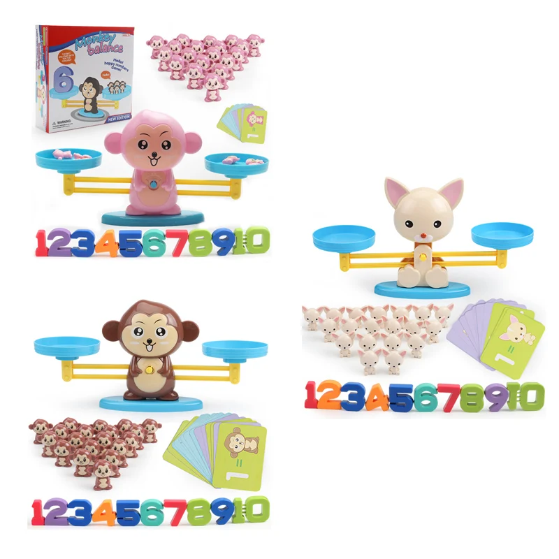 

Early Learning Balance Math Match Game Board Toys Monkey Digital Balance Scale Toy Educational Toy Addition Subtraction Math Toy