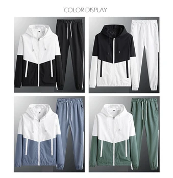 

New autumn/winter 2020 Sport suit for men coats and trousers White black and blue integrated training set size plus M-6XL