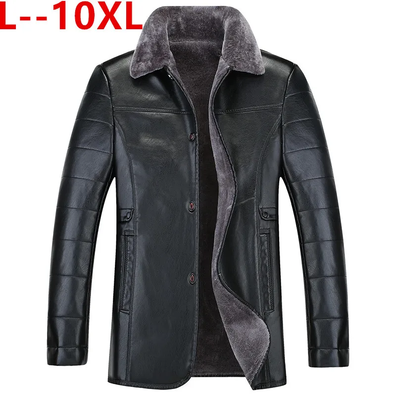 Большой размер 10XL 8XL 6XL зимняя меховая кожаная куртка для мужчин размера плюс