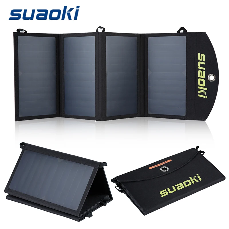 SUAOKI Solar Charger 25W Portable Cellphone Outdoor Charging Dual USB High Efficiency Monocrystalline Solar Panel for iPhone XS
