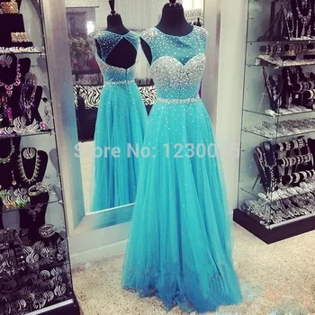 

Blue Coral sexy backless Tulle Crystal A-Line Prom evening gown 2018 vestidos de festa vestido longo Mother of the Bride Dresses