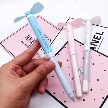 

2 in 1 Mini Plastic Handheld Cooling Fan 0.5mm Student Smooth Writing Gel Pen Dropshipping Stationery Supplies Gel Pen with Fan