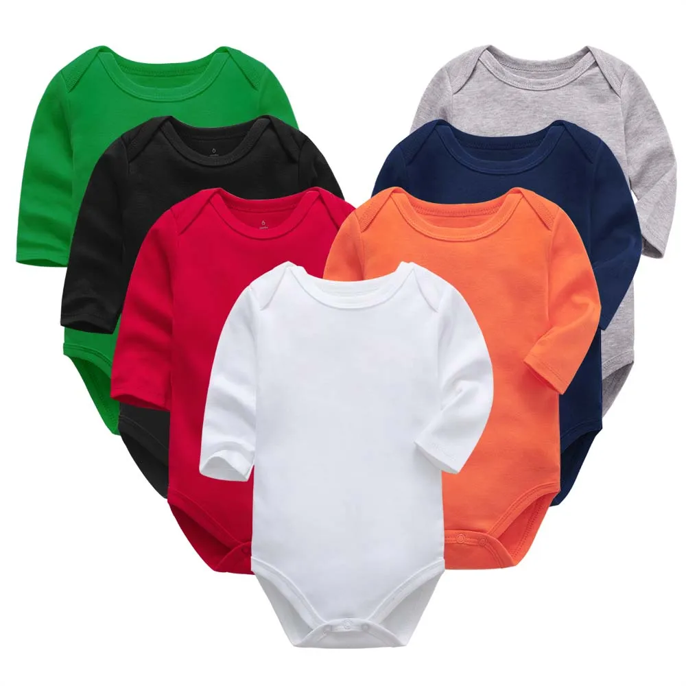Baby Bodysuit Spring Autumn Baby girls Boys Bodysuit 100% Cotton Body Long Sleeve solid Rompers 0-24Mothes Baby Clothes