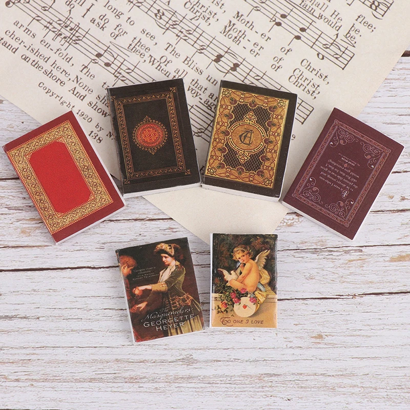 1/12 Dollhouse Vintage Miniature Book Model Notebook Doll House Furniture Decor 6Pcs/set