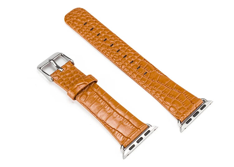 Apple Watch, ремешок 42 мм, 38 мм, 40 мм 44 из крокодиловой кожи кольцо ремешок для наручных часов iWatch, ремешок Спортивные пряжка на ремешке 1/2/3/4/5 с ремешком - Цвет ремешка: orange