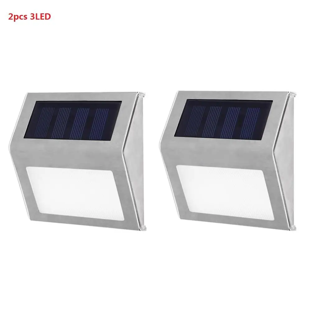 2pcs 3LED 1-4 шт. светодиодный светильник на солнечной батарее с датчиком движения, светильник для улицы, водонепроницаемый настенный ночник, садовый светильник, энергосберегающий уличный светильник - Испускаемый цвет: 2pcs 3LED
