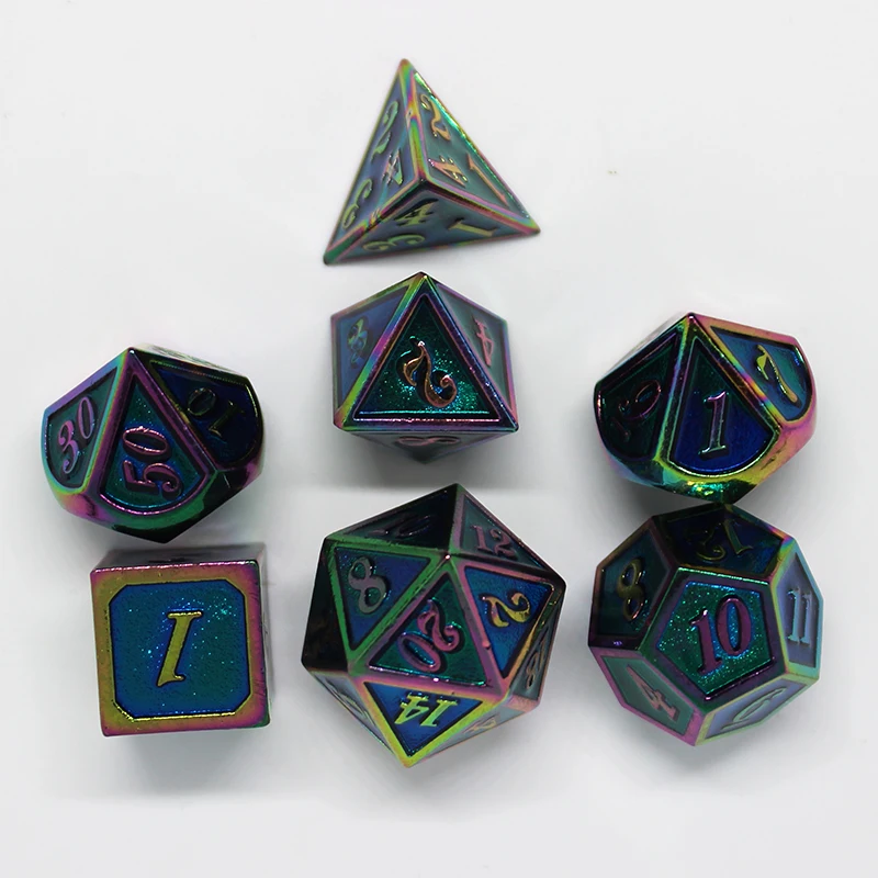 Игральные кости DND Металл РГП набор многогранных подземелья и дракон d20 10 8 настольные игры цинковый сплав красочный синий цифровой узор в кости