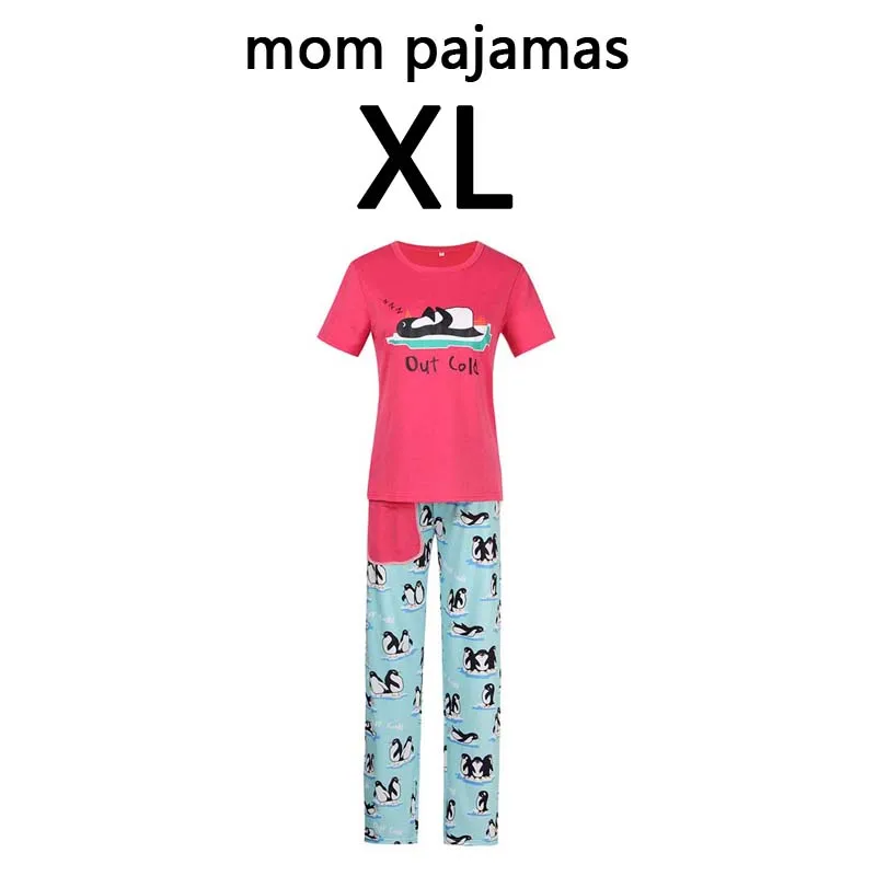 mama XL Красивый мультяшный Пингвин; одежда для сна с принтом; одинаковые комплекты для семьи; зимняя Рождественская одежда для сна для мамы, папы, детей; пижамы для мальчиков и девочек - Цвет: mama XL
