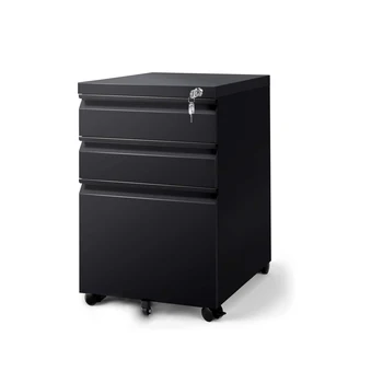 

Removable Document Storage Box Safe and Lockable Smooth Rollers Fixed Position File Storage Box with 3 Drawers