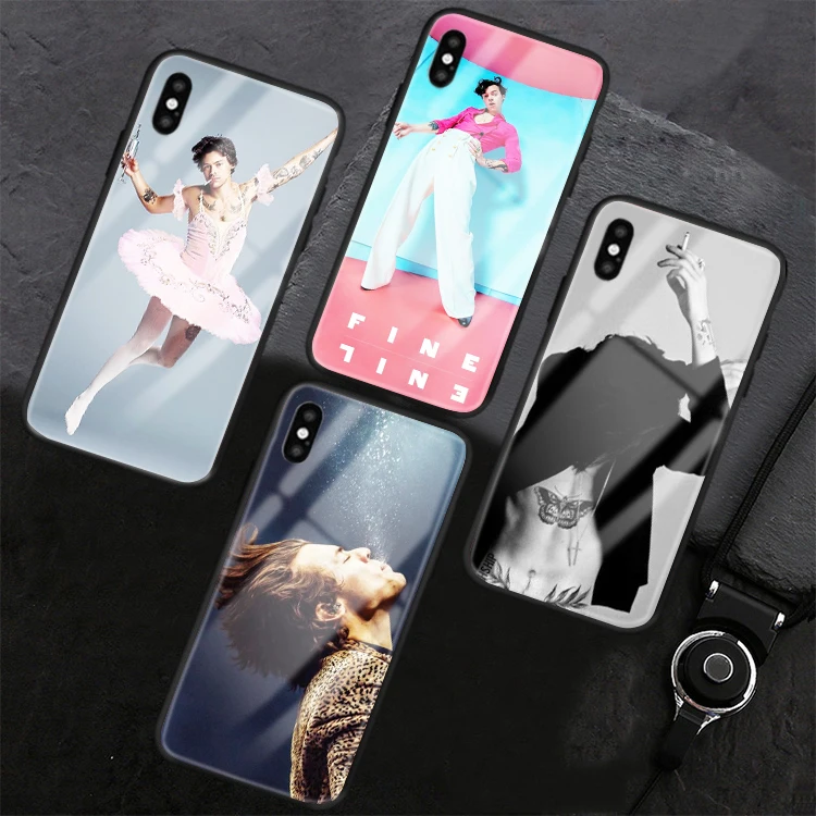 

Harry Styles Love On Tour 2020 Fine Line Black glass Case for Iphone 7 6 6S 8 plus XR XS MAX x For Samsung Galaxy S8 s7 s6