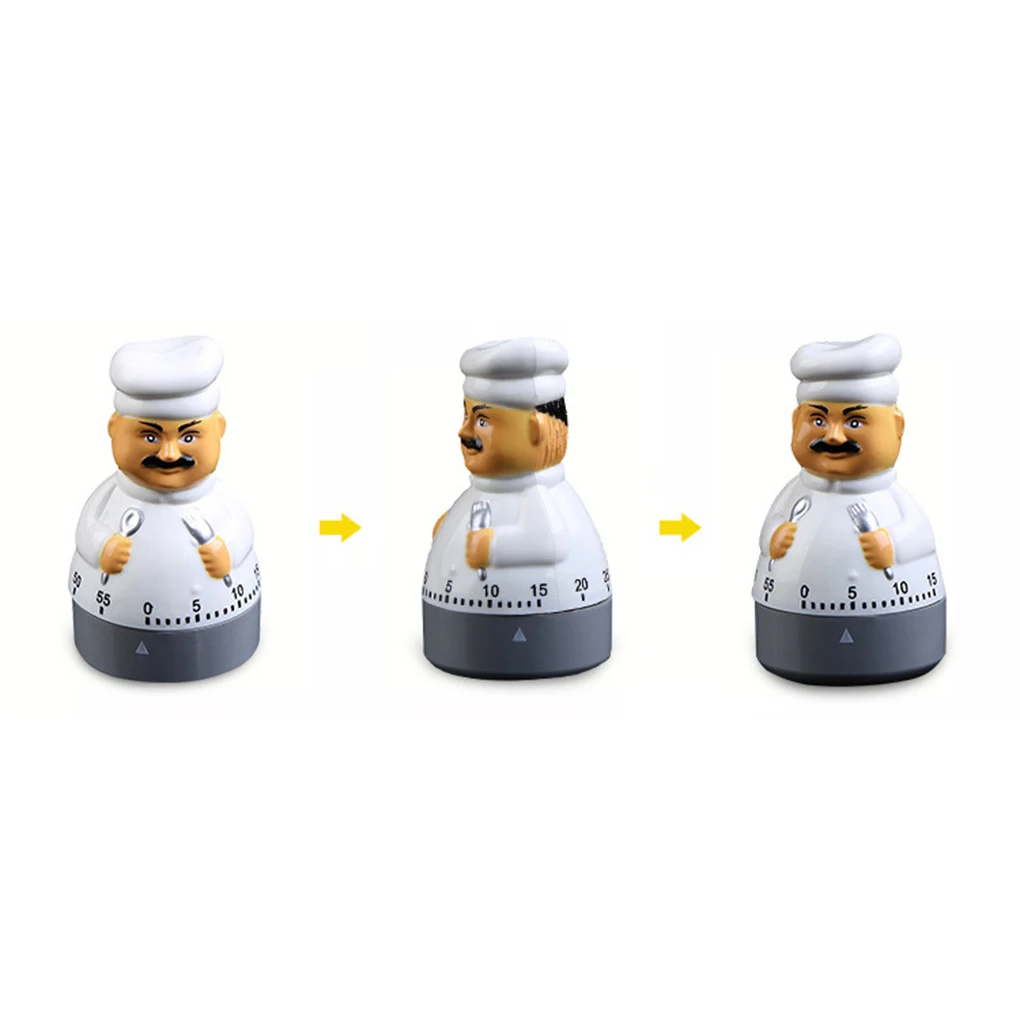 

new Male Chef Kitchen Mechanical Timer 1-60 Minutes Cartoon Manual Timer Home Office Classroom Games Clock