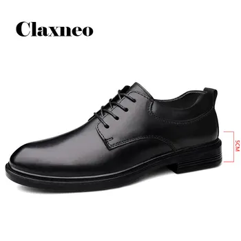 

Man Business Shoes Genuine leather Dress Formal Shoe 2020 Autumn Men's Oxfords Wedding Footwear height increased 5cm Black