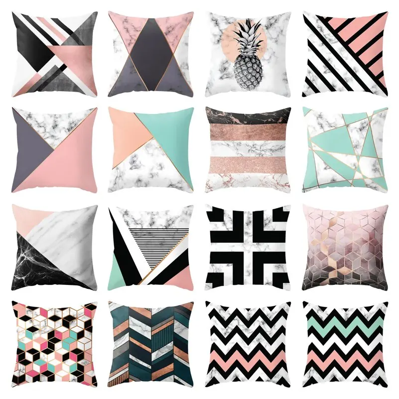 Brief Wave Geometric Cushion Covers Marble Pineapple Throw Pillow Cover Polyester Cushion Case Sofa Bed Decorative Pillowcase Cushion Cover Aliexpress