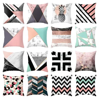 

Brief Wave Geometric Cushion Covers Marble Pineapple Throw Pillow Cover Polyester Cushion Case Sofa Bed Decorative Pillowcase