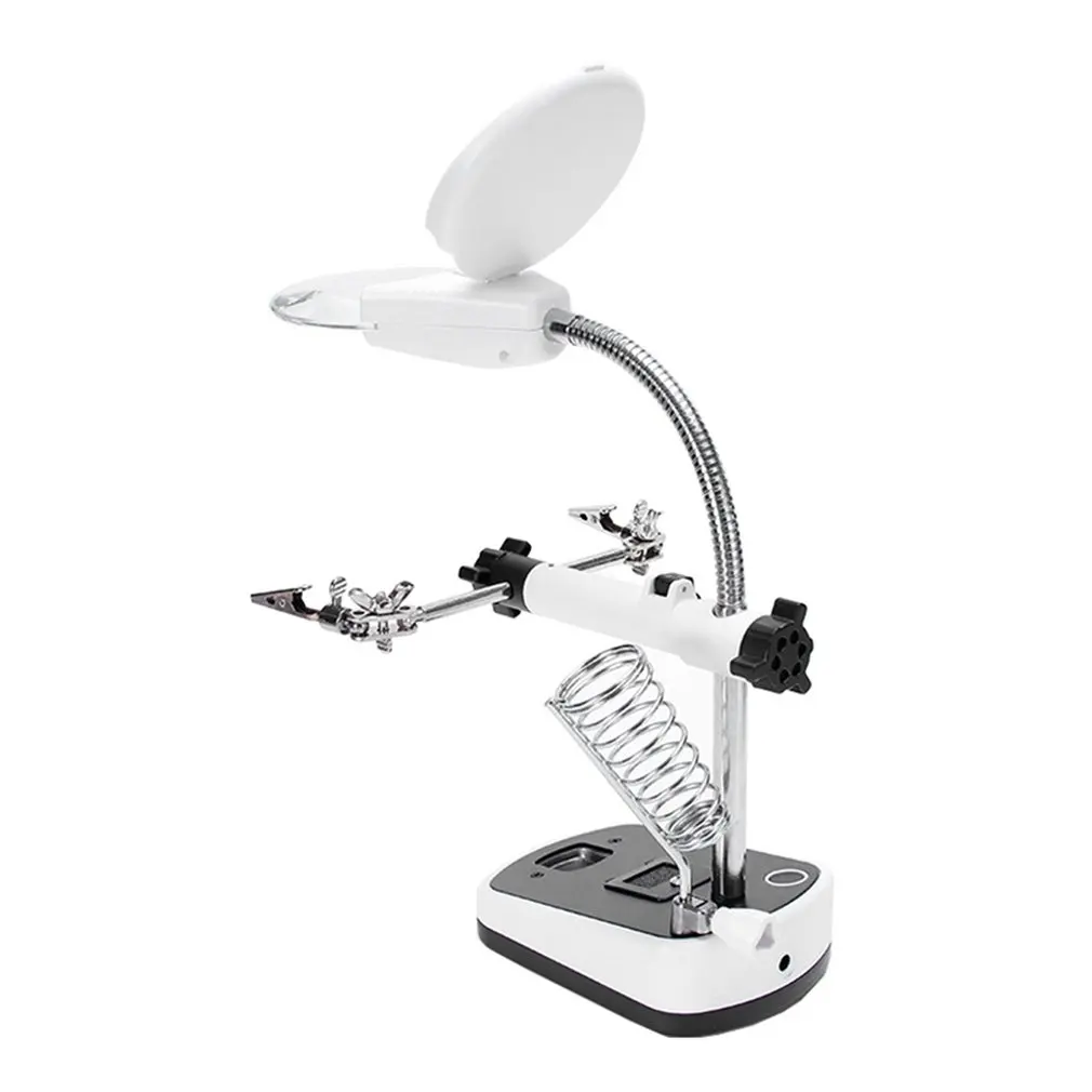 Увеличительное стекло для сварки со светодиодный светильник 5X/11X Вспомогательный зажим для объектива лупа Настольная лупа инструмент для ремонта пайки