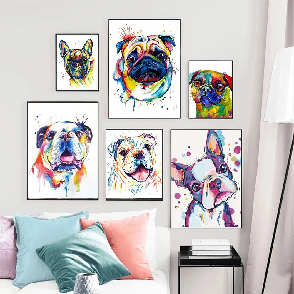 Colorful Bulldog Paint By Numbers - Numeral Paint Kit