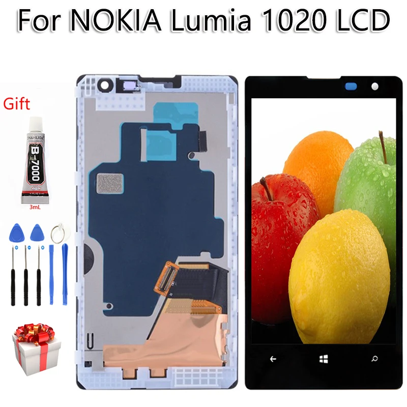 Класс AAA дисплей для Nokia Lumia 1020 lcd сенсорный экран AMOLED дигитайзер сборка бесплатные инструменты для Nokia 1020 дисплей