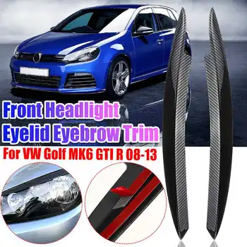 

Car Front Headlight Eyelid Eyebrow Stickers Trim Cover For VW GOLF MK6 GTI GTR 2008-2013 Model Carbon Look/Gloss Black Color