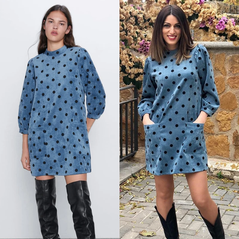 

2020 Newly Spring Fashion Vintage Dot Velvet Dress Women Slim Sexy Blackless Dress Female Casual Streetwear Party Club Clothes