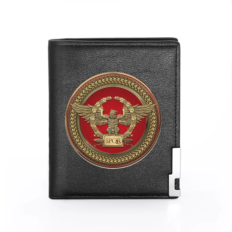

Classic Roman Legions Wallet Leather Purse Men Women SPQR Credit Card Holder Short Male Slim Coin Money Bags
