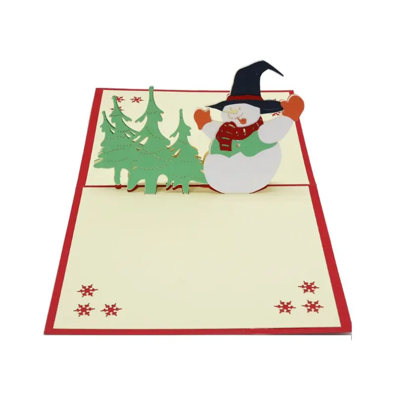 3D всплывающие рождественские открытки 4 пачки пустые поздравительные праздничные карты с конвертом Рождественская елка Снеговик олень