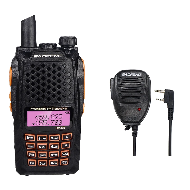 Baofeng UV-6R Walkie Talkie 7 Вт Профессиональный CB радио двухдиапазонный ЖК-приемопередатчик с дисплеем UV6R беспроводной портативный Ham двухстороннее радио - Цвет: Add a mic speaker
