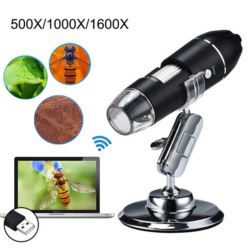 Мегапиксели 500X 1000X 1600X 8 светодиодный микроскоп USB Лупа электронный стерео